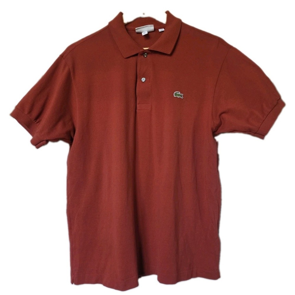 Lacoste Mens Polo Shirt Size 5 L Large Rust Brown L.12.12